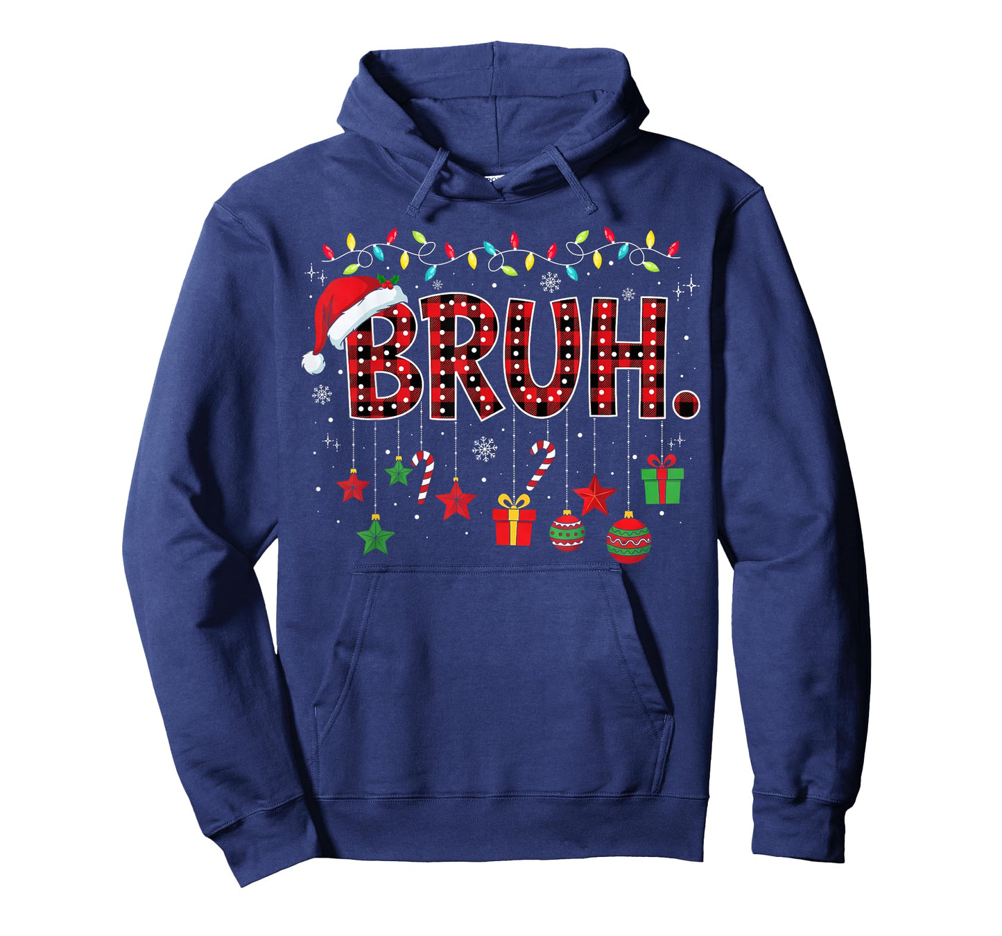 Bruh Funny Christmas Red Plaid Teens Boys Kids Xmas Pajamas T-Shirt