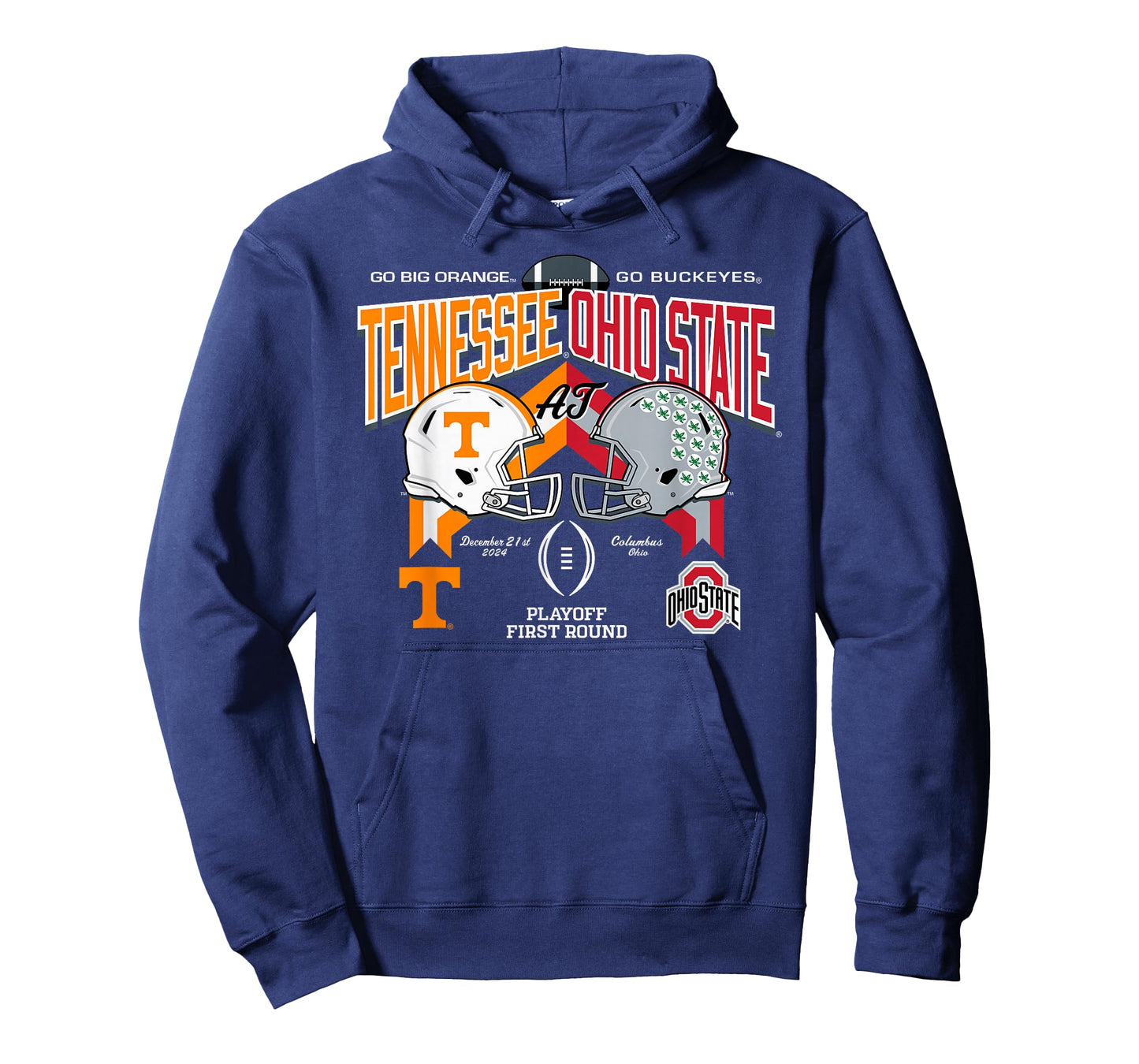 Elite Authentics Unisex-Adults Tennessee Volunteers at Ohio State Buckeyes CFP 2024-2025 Black Short Sleeve Modern Classic Fit Crew Neck T-Shirt
