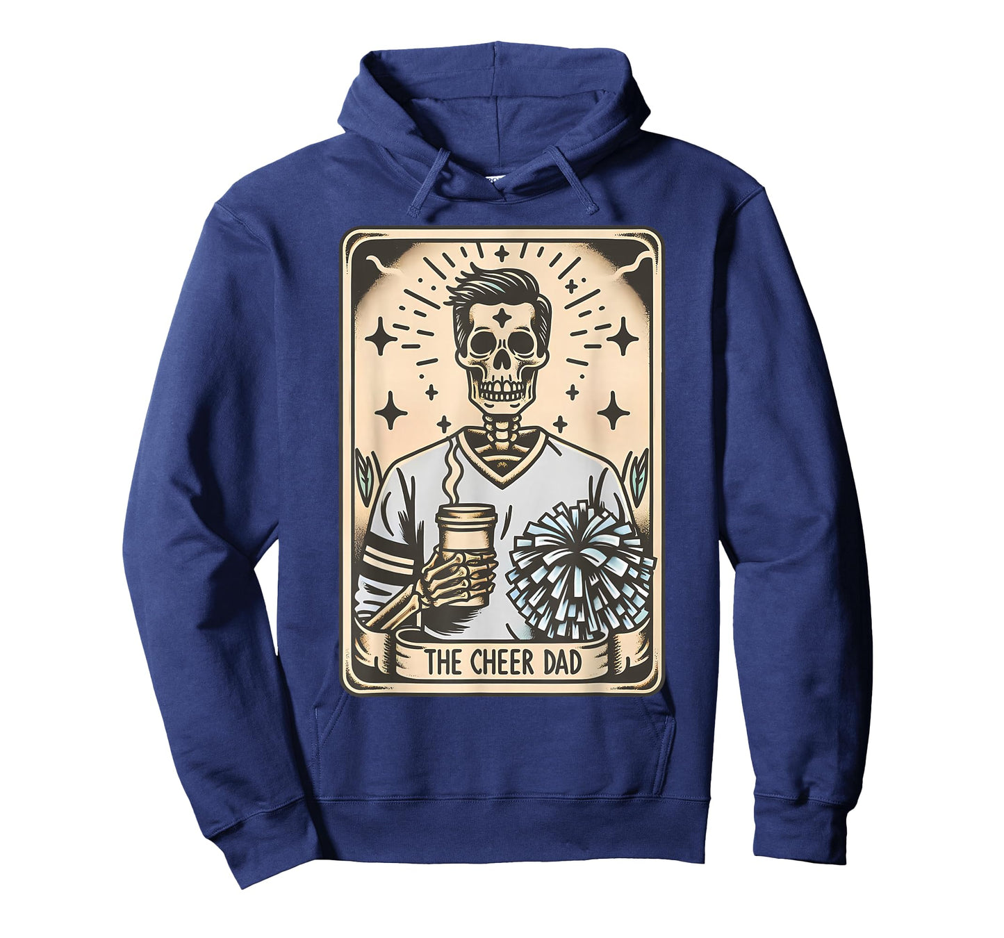 Funny Cheer Dad Tarot Card Skeleton Cheerleading Fathers Day T-Shirt