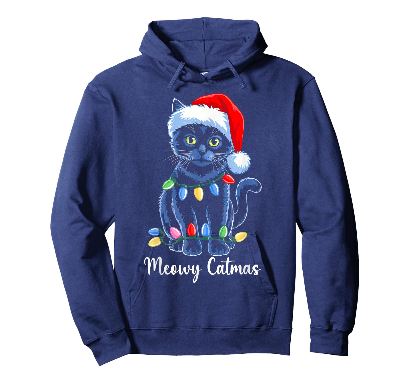 Meowy Catmas Xmas Light Santa Cat Lover Christmas Pajama T-Shirt