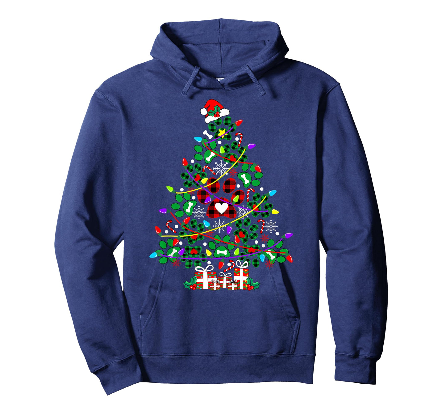 Paw Print Christmas Tree Dog or Cat T-Shirt for Men Women Kids