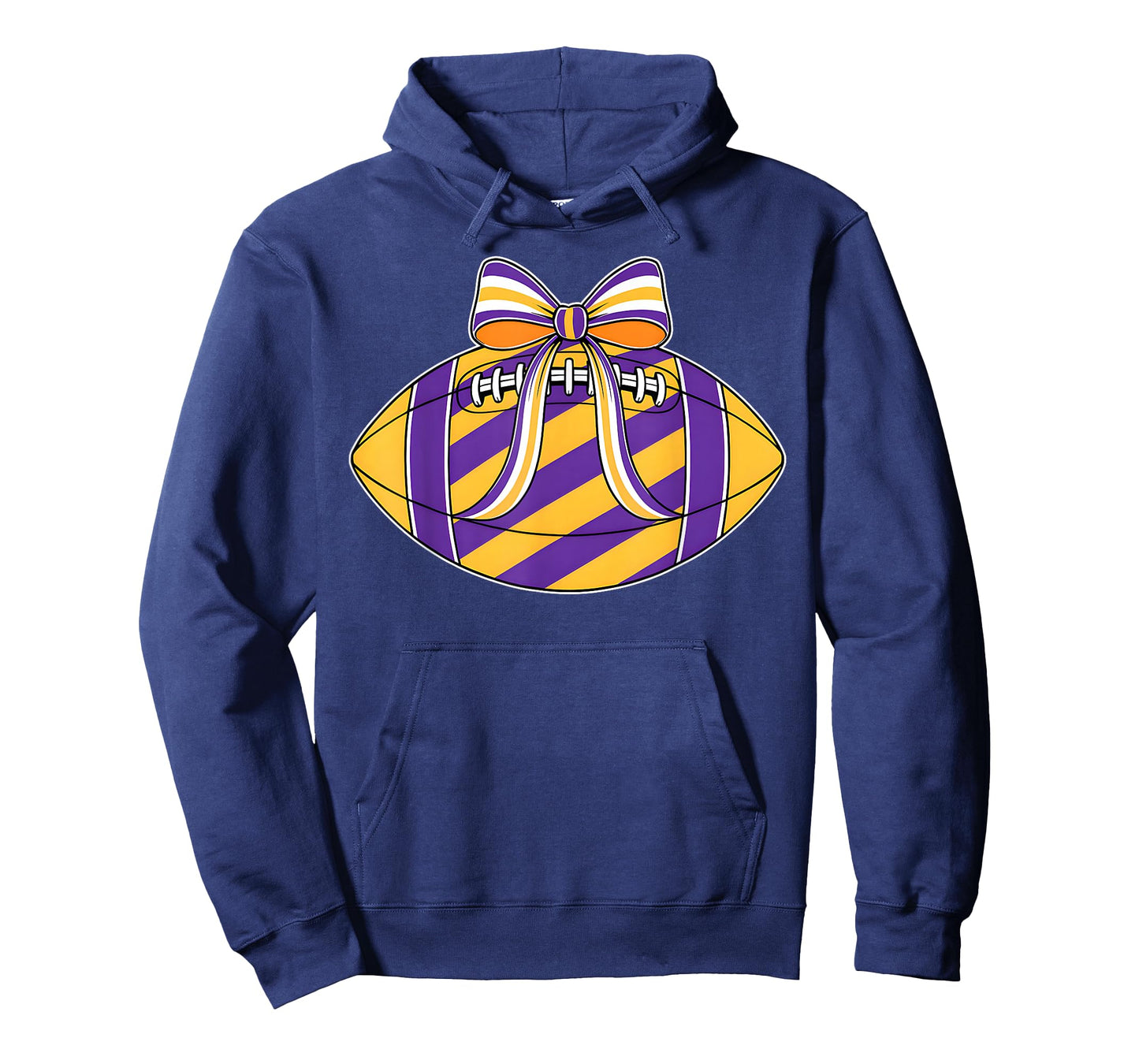 Purple Yellow Football Coquette Bow Game Day Football Mom T-Shirt
