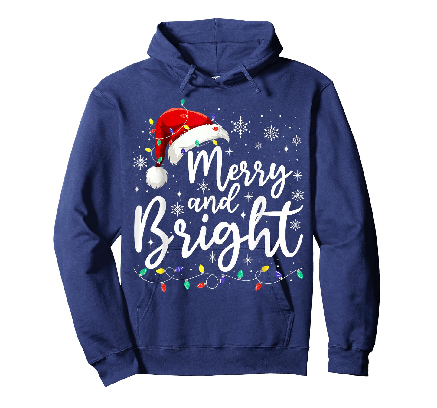 Merry and Bright Christmas Lights Santa Men Women Boys Girls T-Shirt