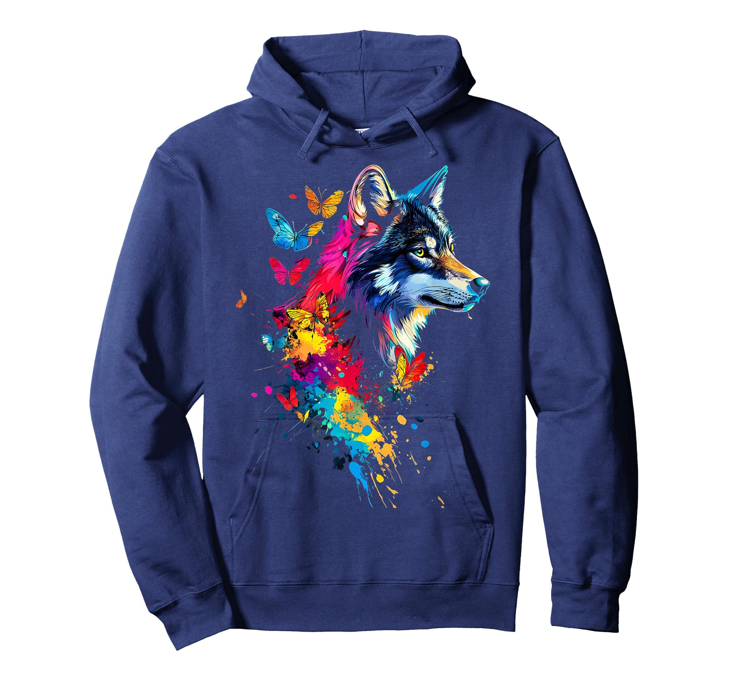 Wolf Colorful Butterflies Art T-Shirt