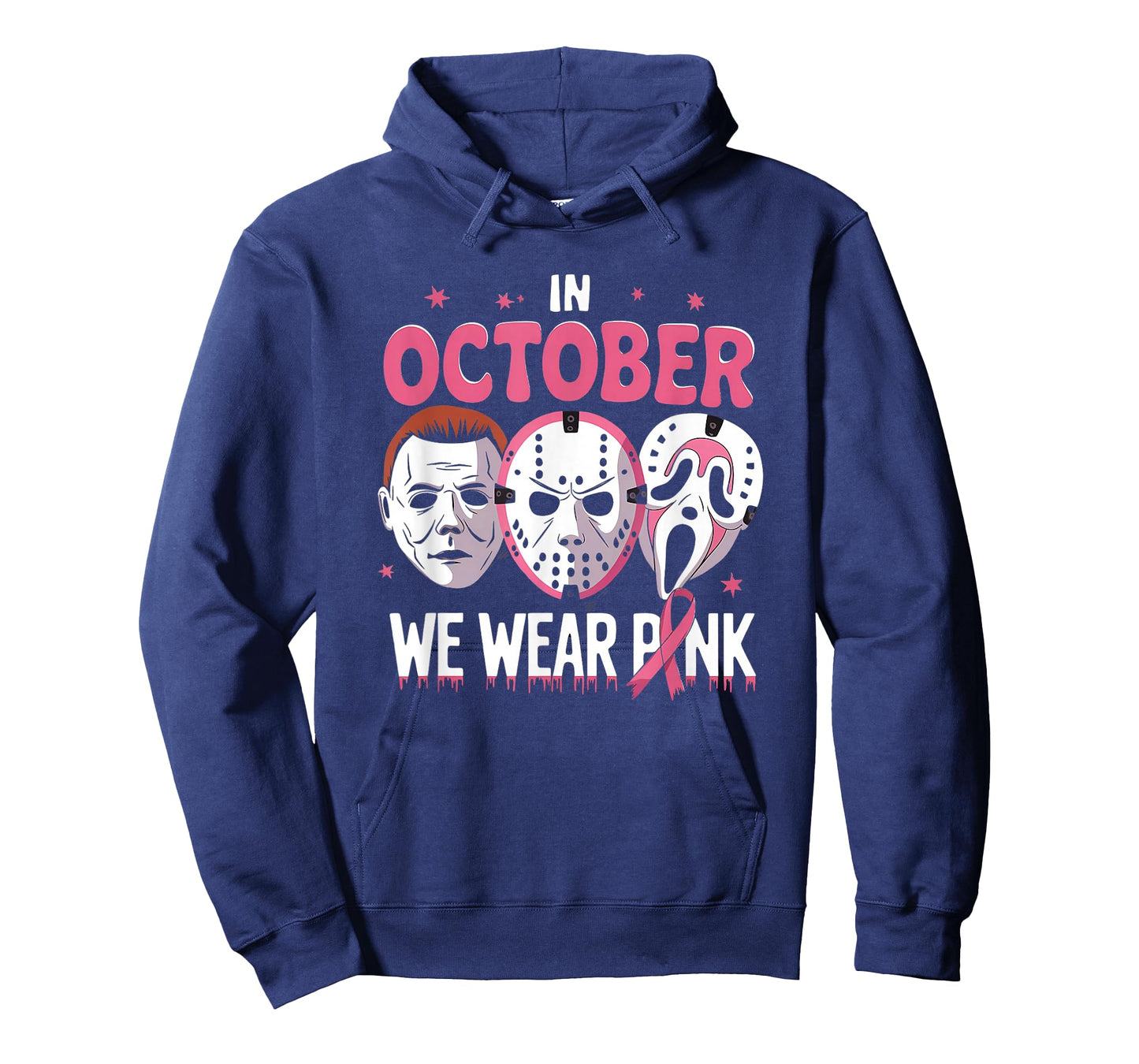 In October We Wear Pink Ghost Halloween Cancer Awareness tee T-Shirt