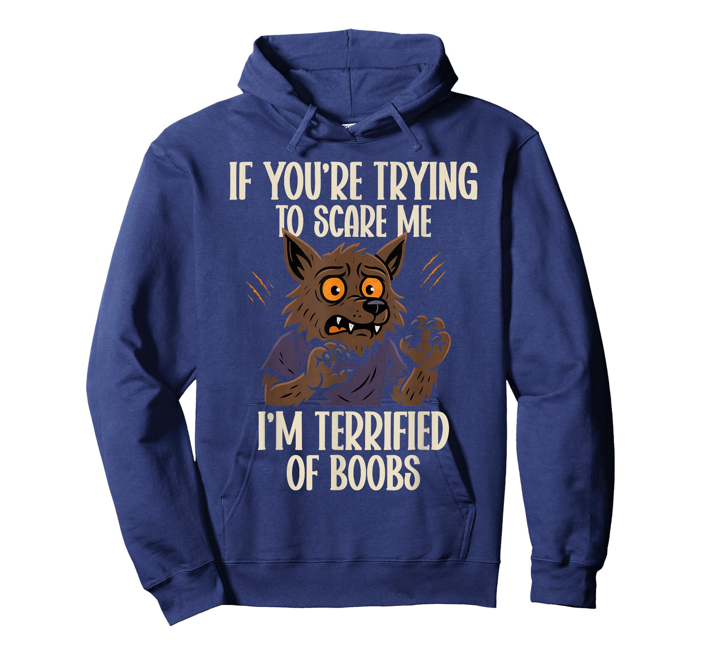 Funny Werewolf Halloween Scared of Boobs Humor T-Shirt