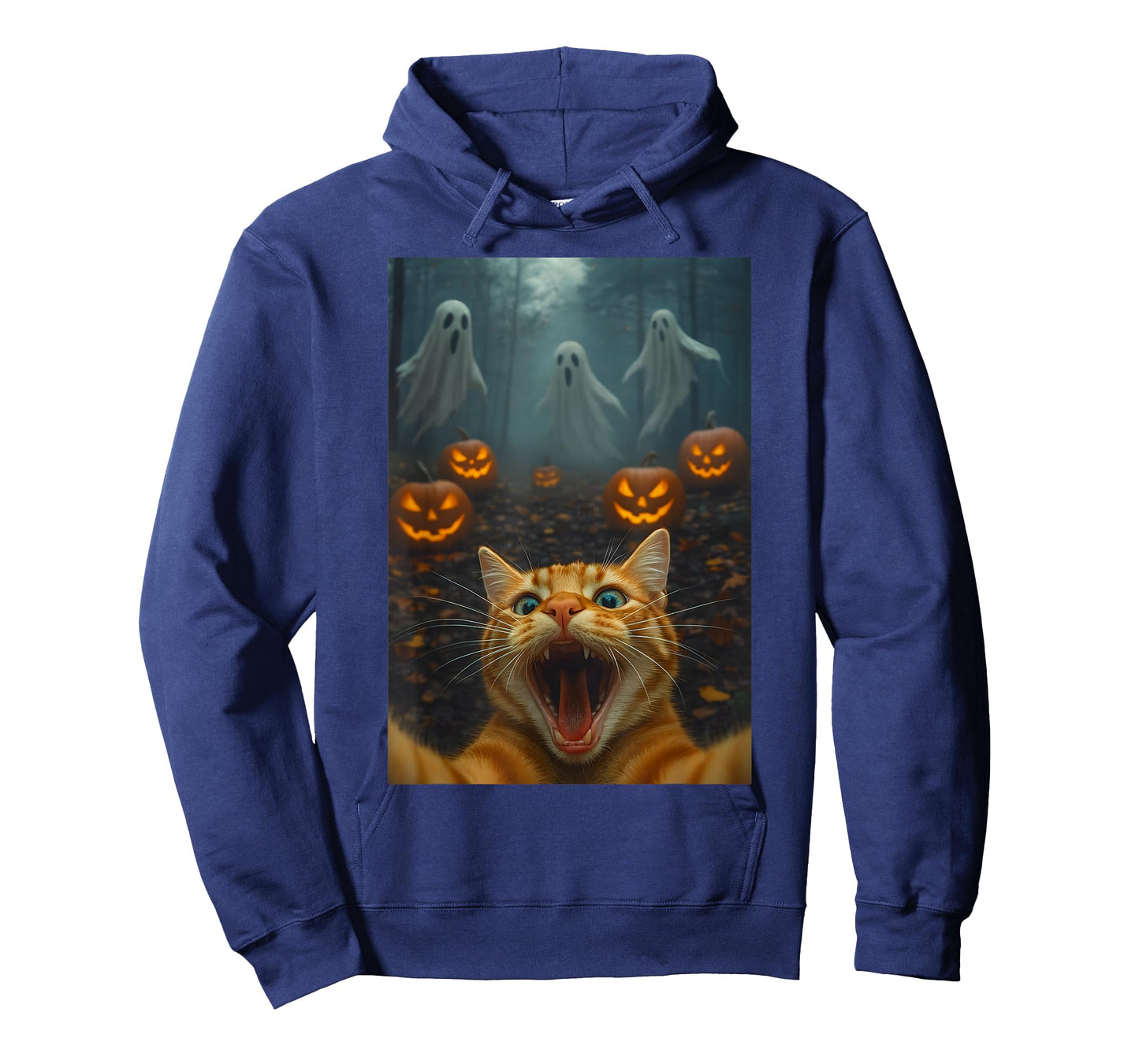 Spooky Halloween Funny Cat Selfie with Ghost Boo Pumpkin T-Shirt