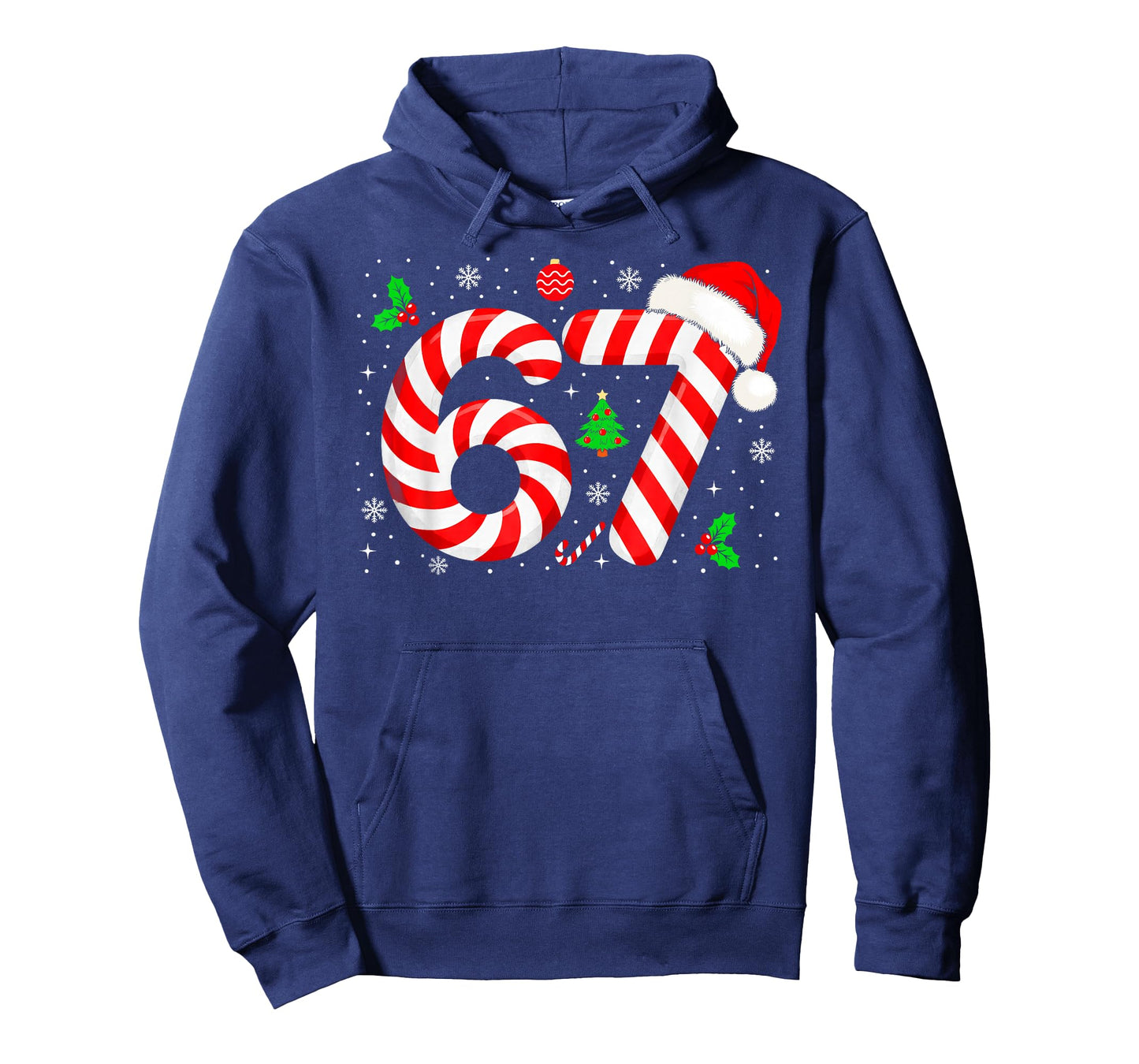 Number 67 Matching Six Seven 6 7 Meme Candy Cane Christmas T-Shirt