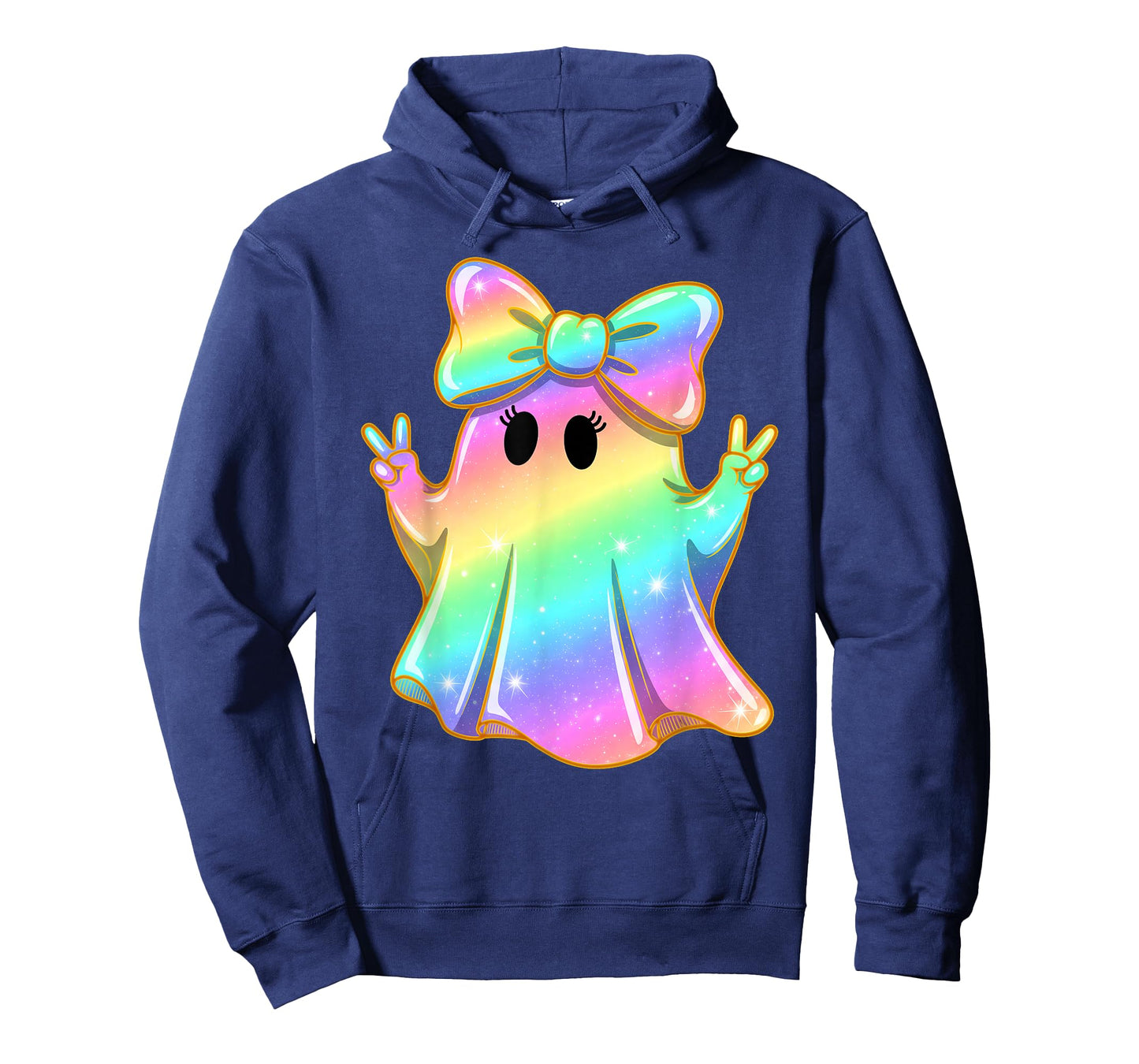 Cute Rainbow Ghost Peace Funny Halloween Kids Girls T-Shirt