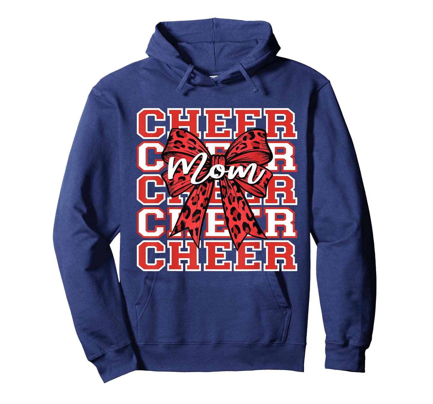 Football Cheer Mom Game Day Red Leopard Bow Cheerleading T-Shirt