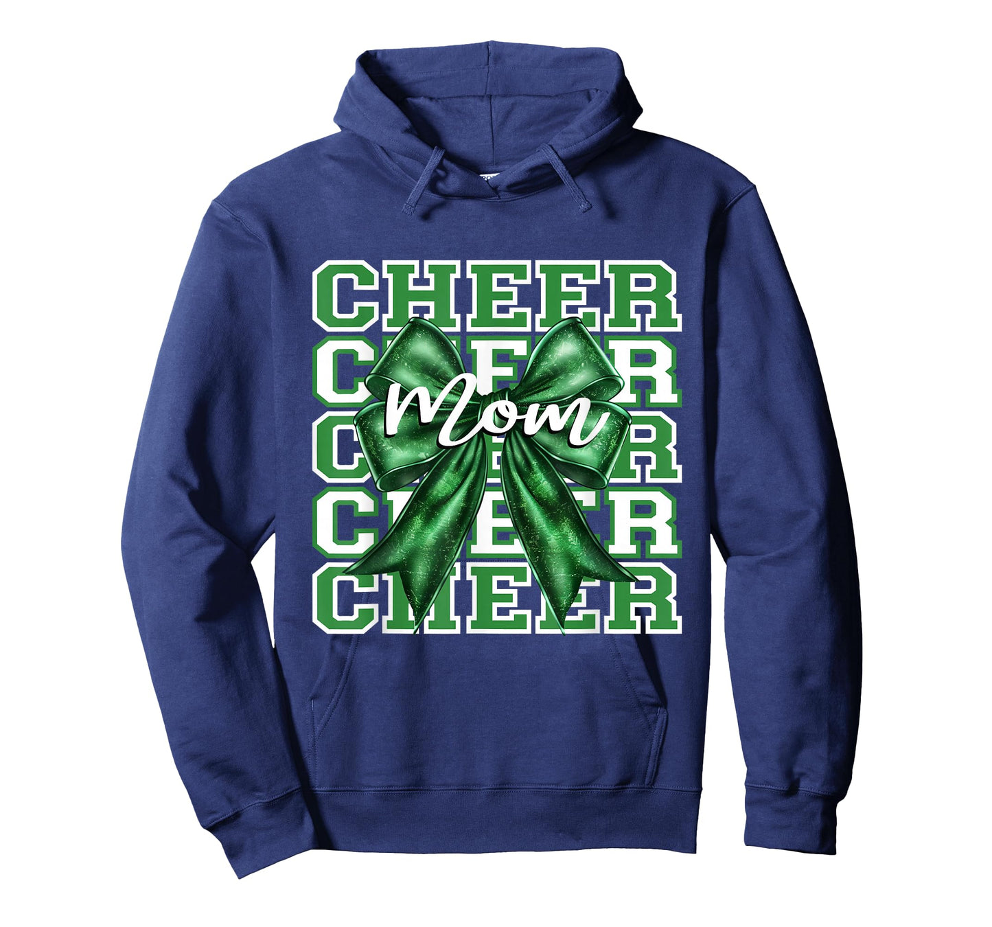 Football Cheer Mom Game Day Green Bow Cheerleading T-Shirt