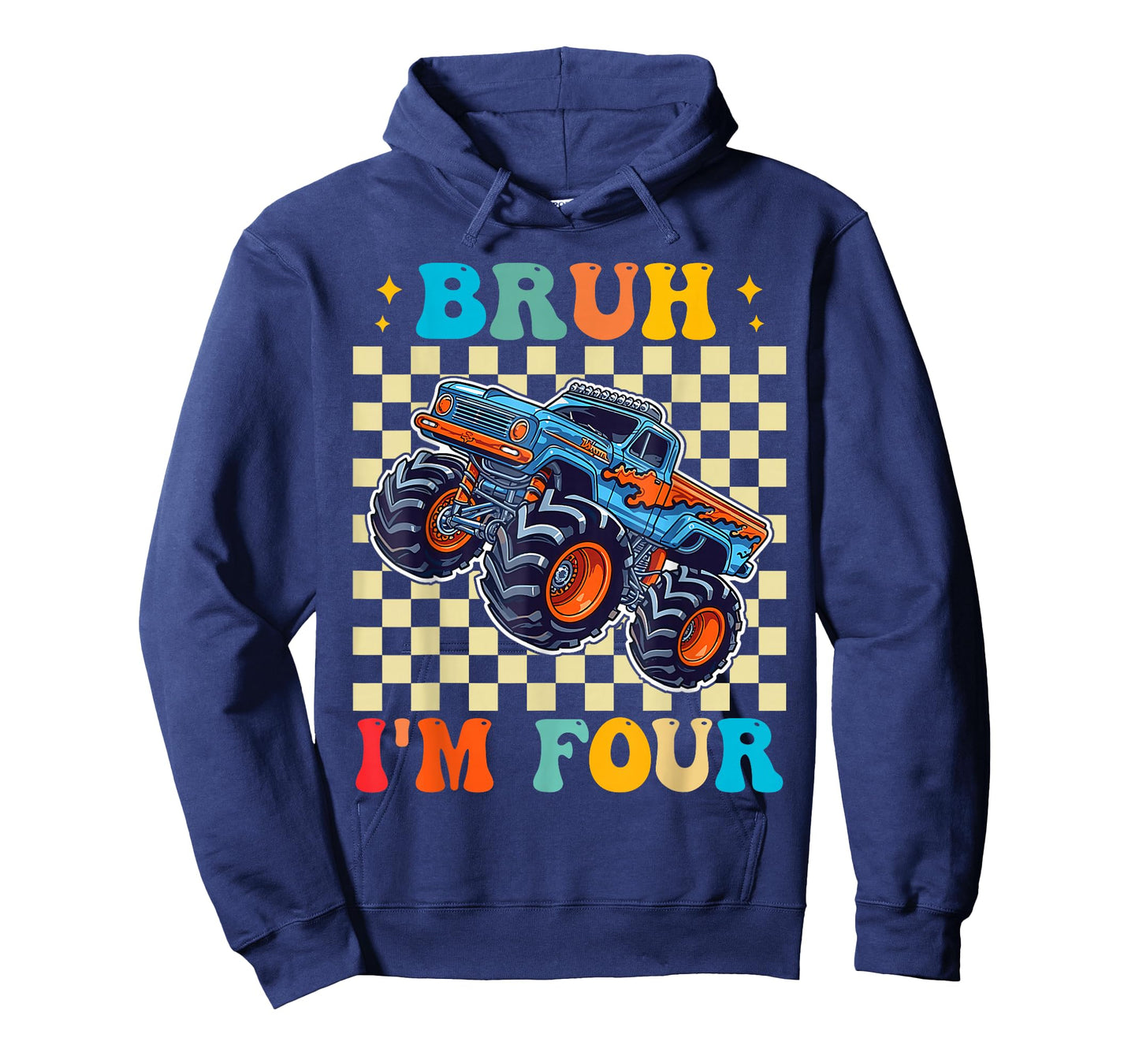 Kids Bruh I'm Four 4 Year Old Monster Truck 4th Birthday Boy T-Shirt