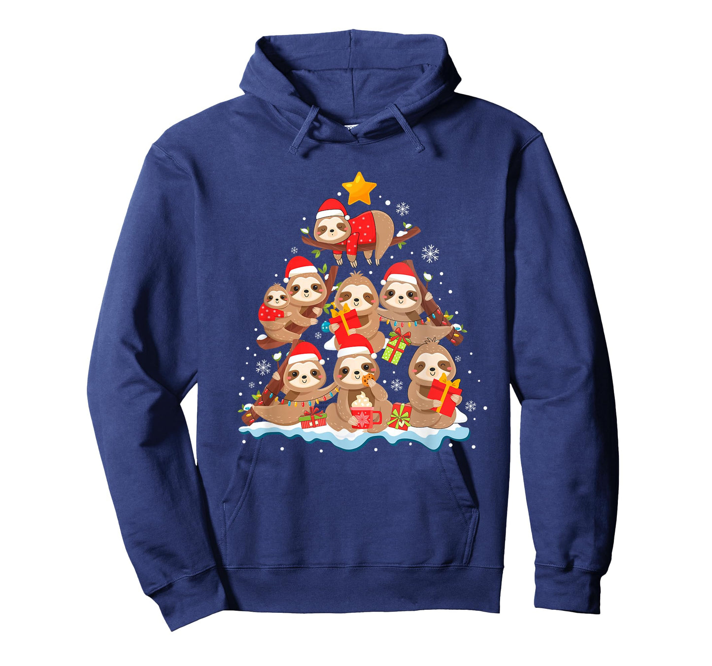 Sloth Christmas Tree Lights Funny Xmas Family Men Women T-Shirt