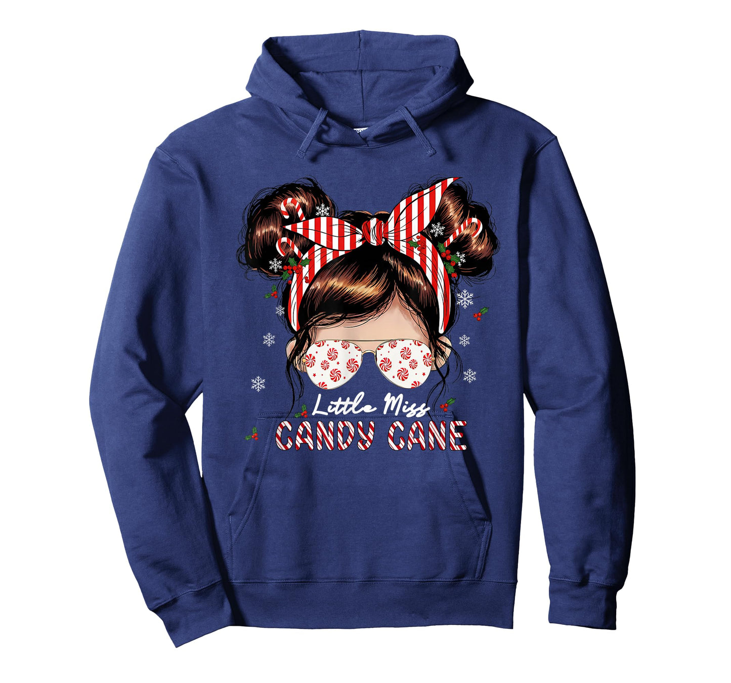 Little Miss Candy Cane Christmas Messy Bun Toddler Girl Kids T-Shirt