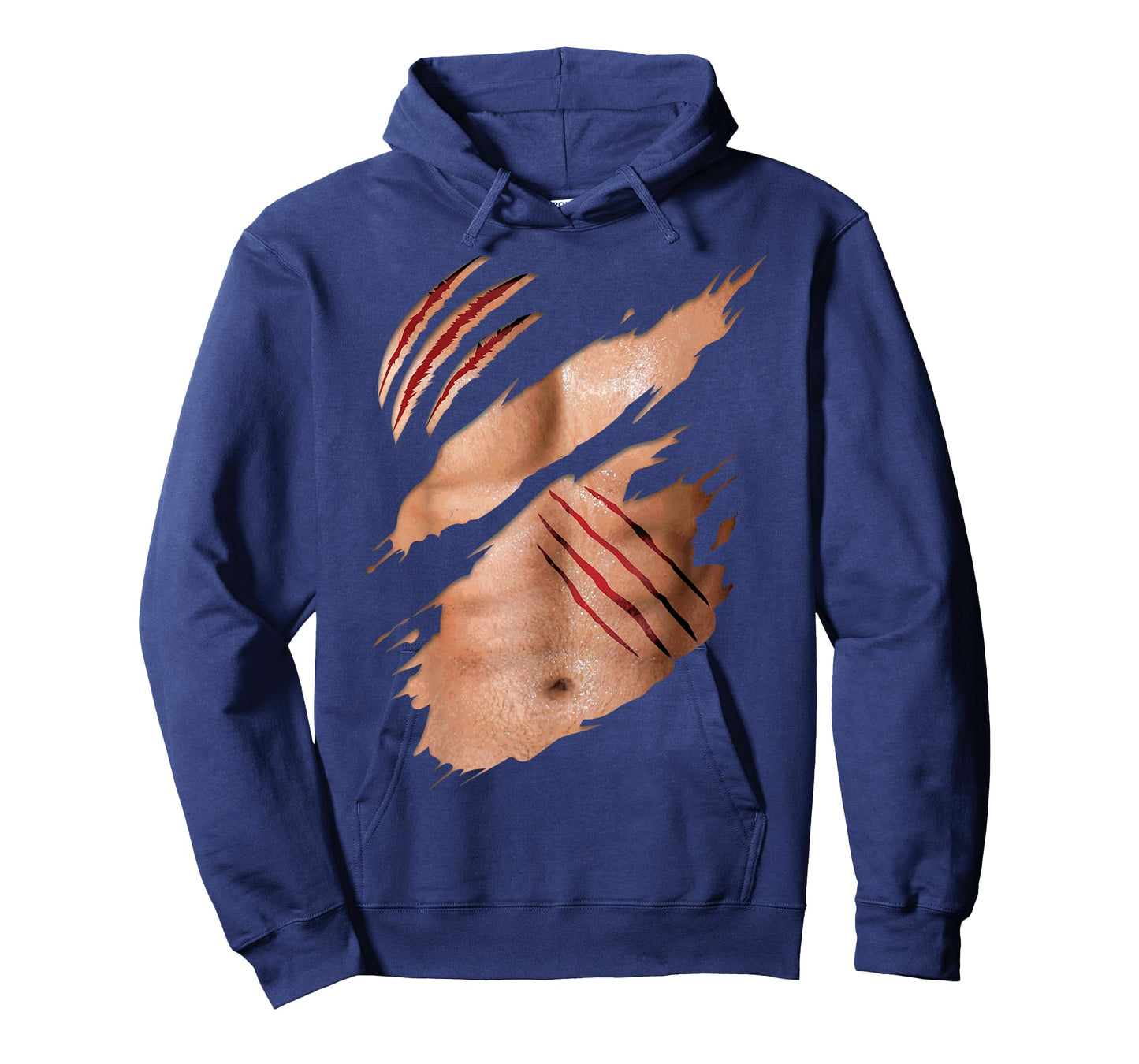 Funny Fake Six Pack Abs Buff Body Claw Scratches Costume T-Shirt