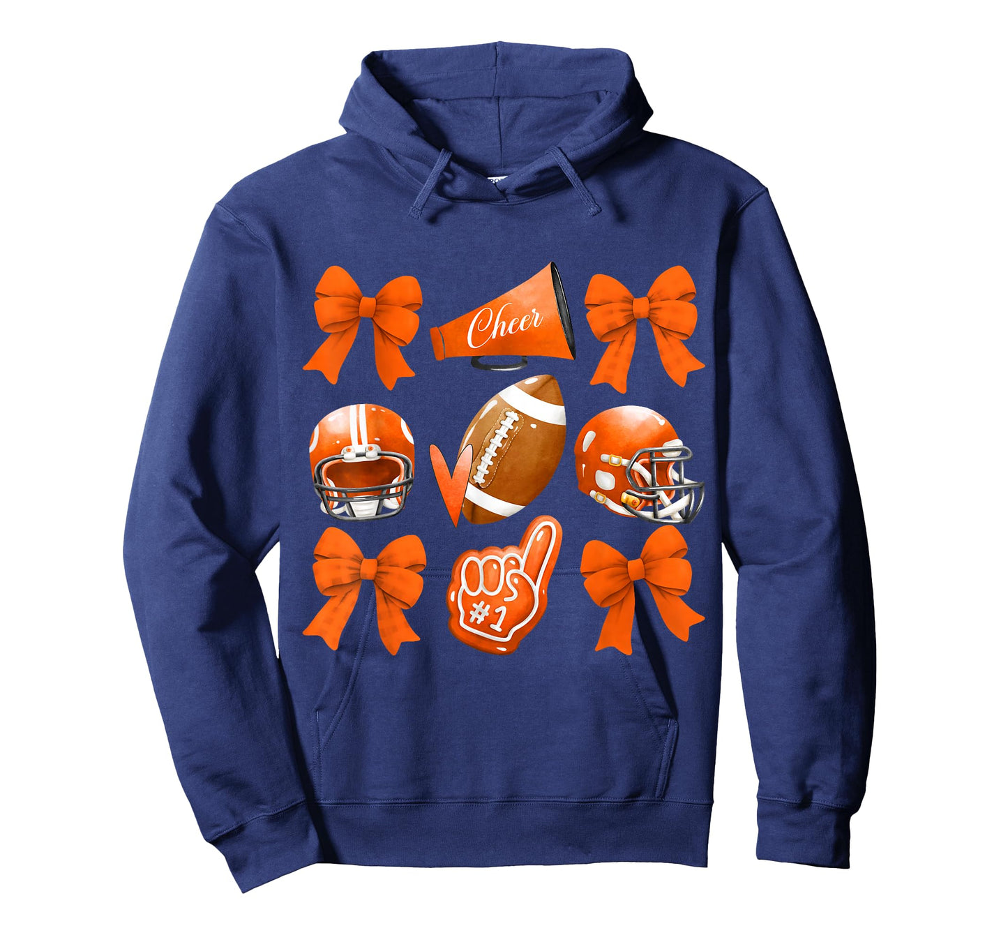 Orange Coquette Football Cheer Game Day Women Boy Men T-Shirt