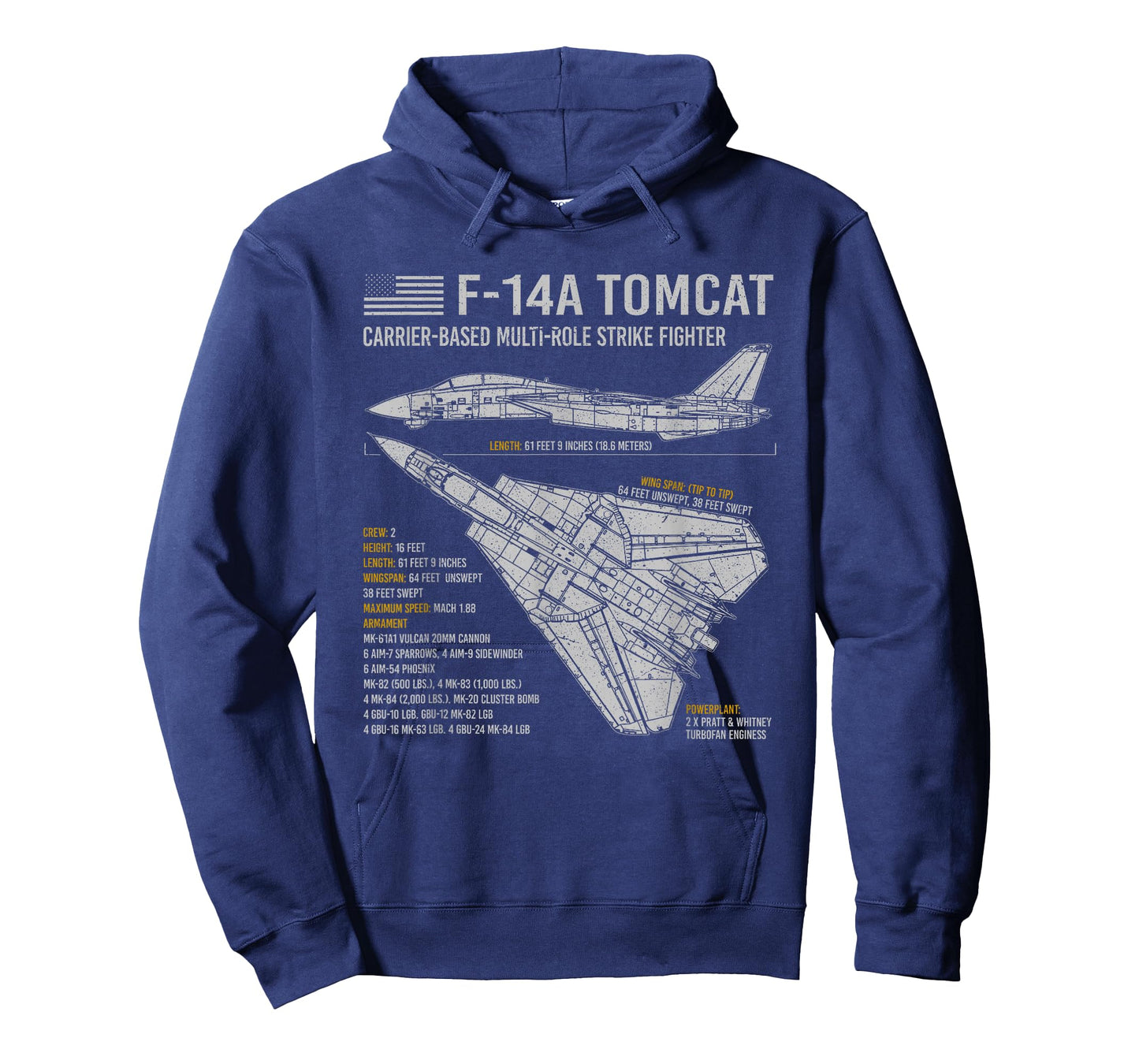 F-14 Tomcat F14 Aircraft Airplane Blueprint Facts. T-Shirt Small