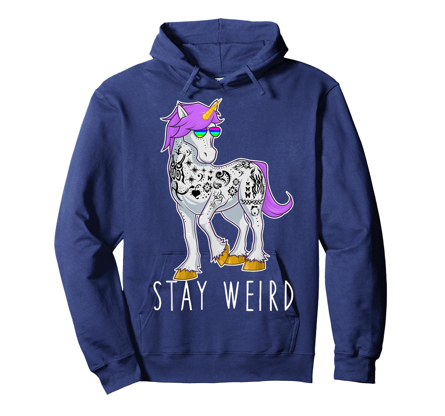 Stay Weird Unicorn with Sunglasses & Tattoos Novelty T Shirt T-Shirt