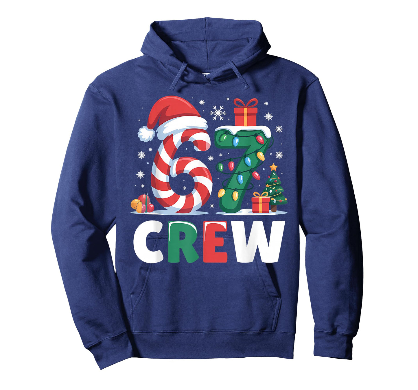 Christmas 67 Crew Brainrot Funny Candy Cane Lights Holiday T-Shirt