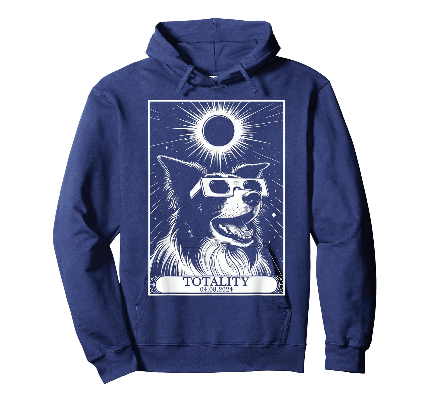 Solar Eclipse 2024 Totality Tarot Card Border Collie Dog T-Shirt for Men Women Kids