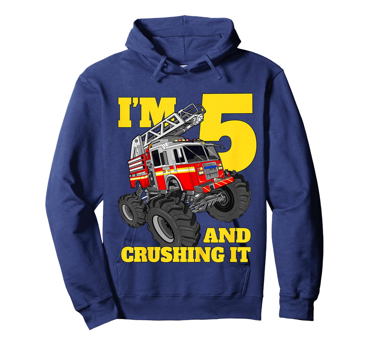 Kids Monster Fire Truck 5th Birthday Boy 5 Five Firefighter T-Shirt