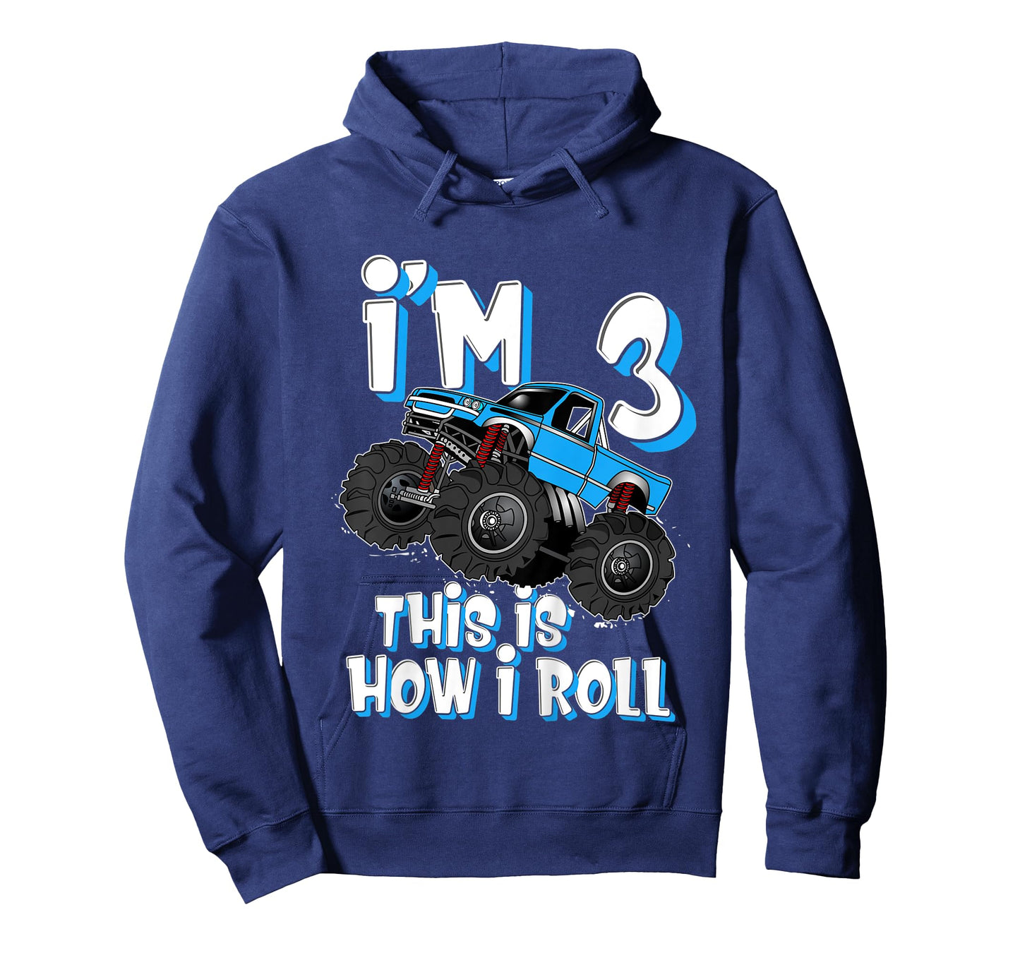 Kids Monster Truck I'm 3 This is How I Roll 3rd Birthday Party T-Shirt