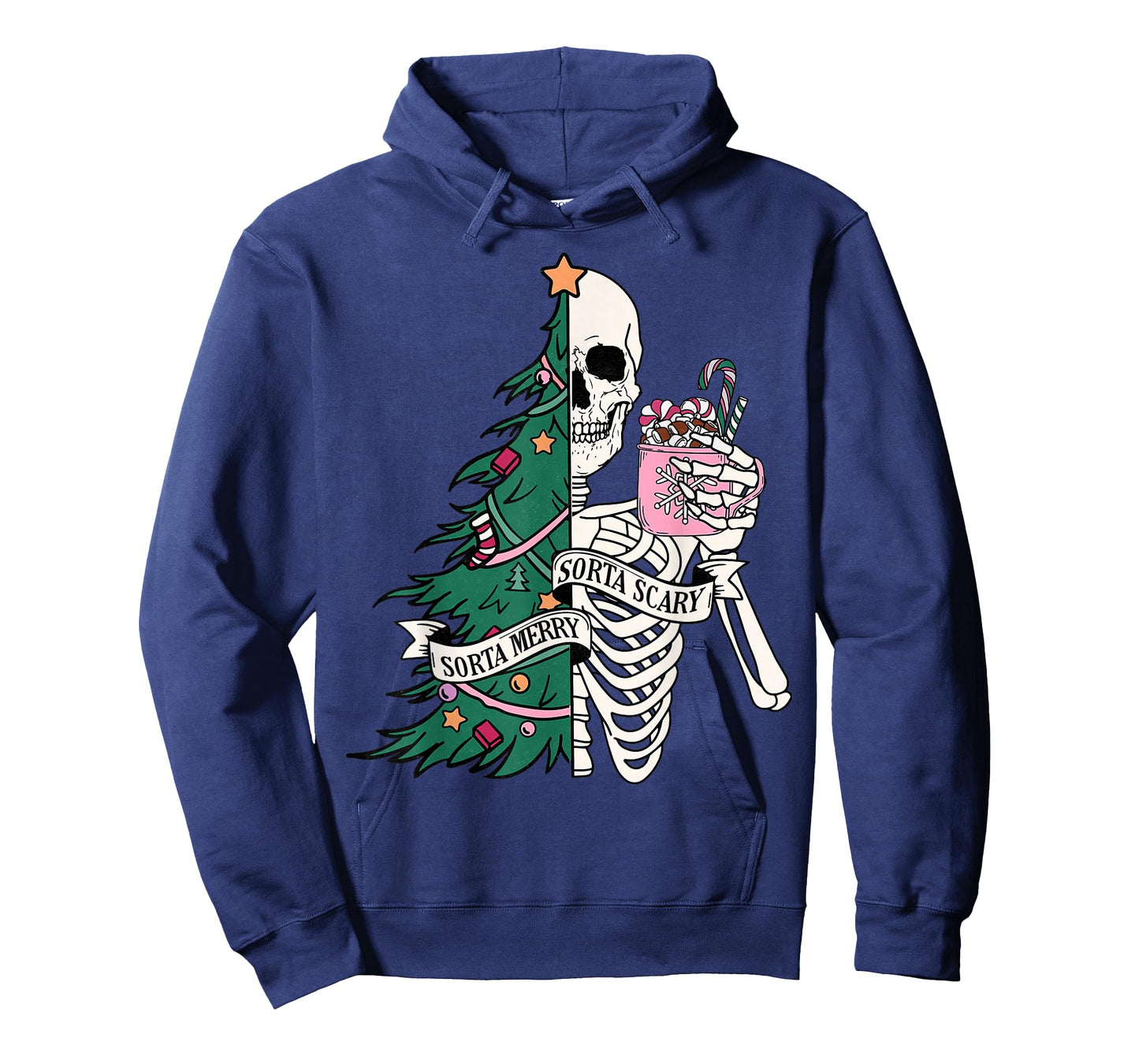 Funny Christmas Sorta Merry Sorta Scary Skeleton Xmas Tree T-Shirt