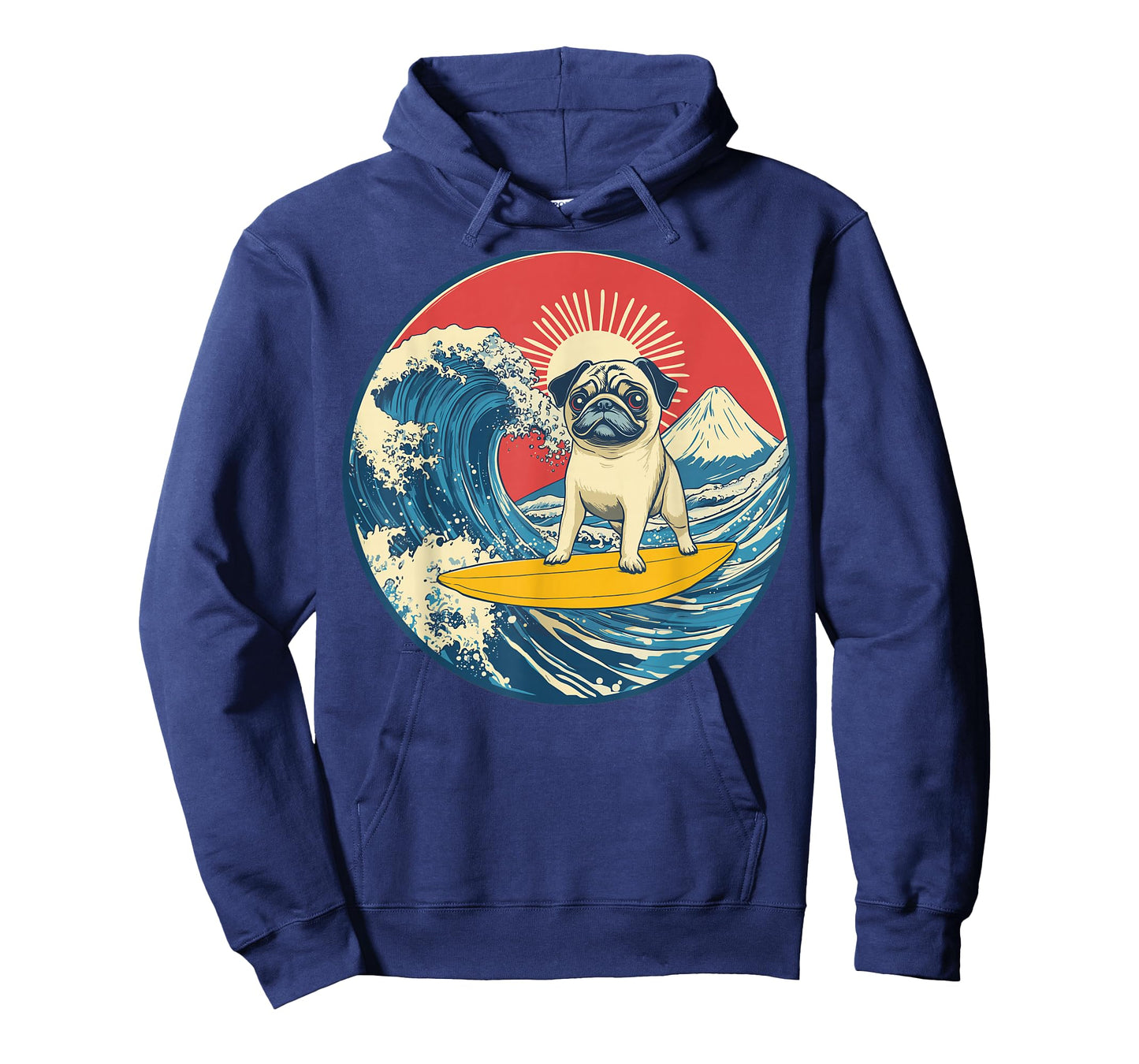 Japanese Pug Surfing Wave Great Wave Japan T-Shirt