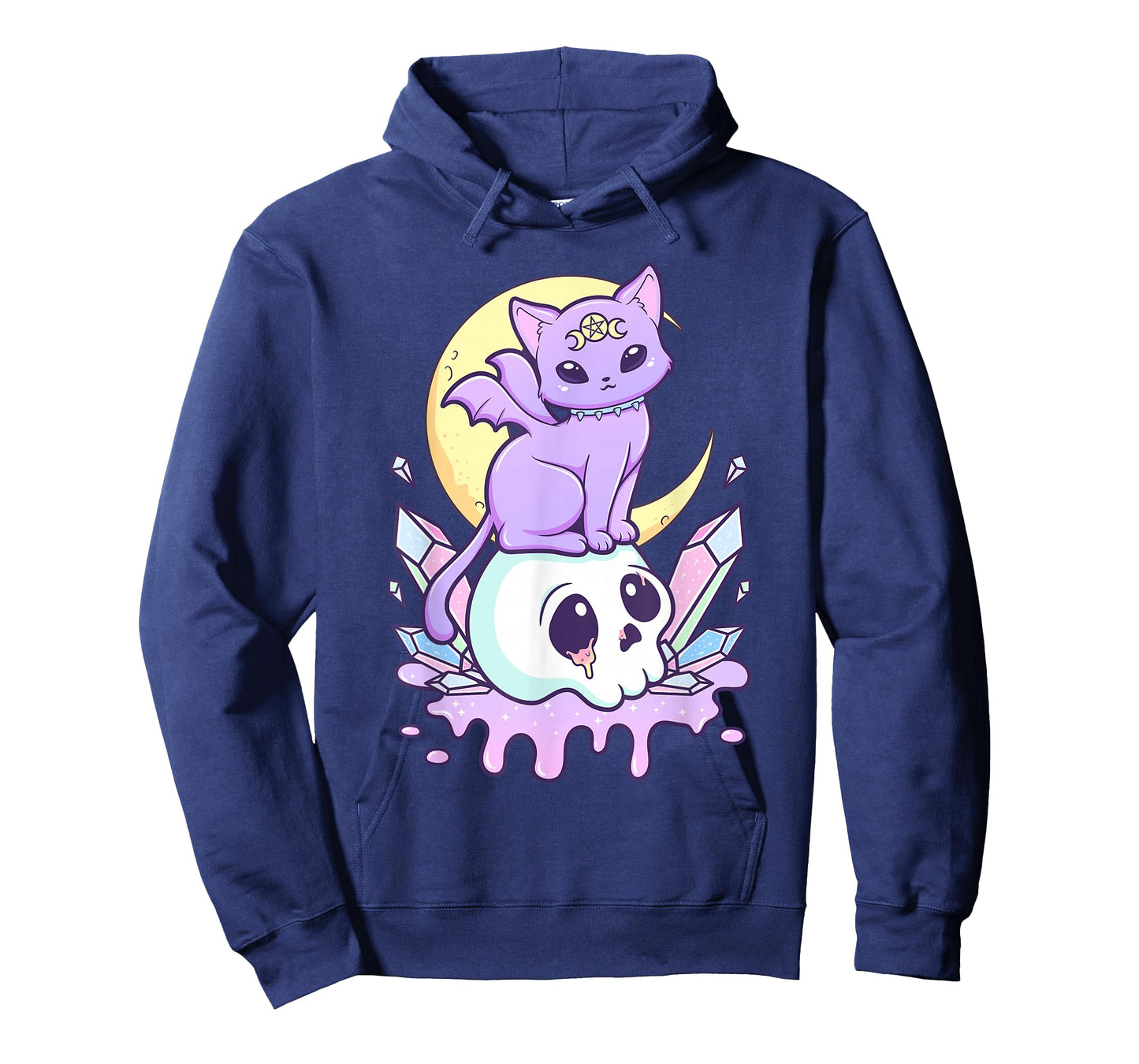 Kawaii Pastel Goth Cute Scary Witchy Cat and Skull T-Shirt