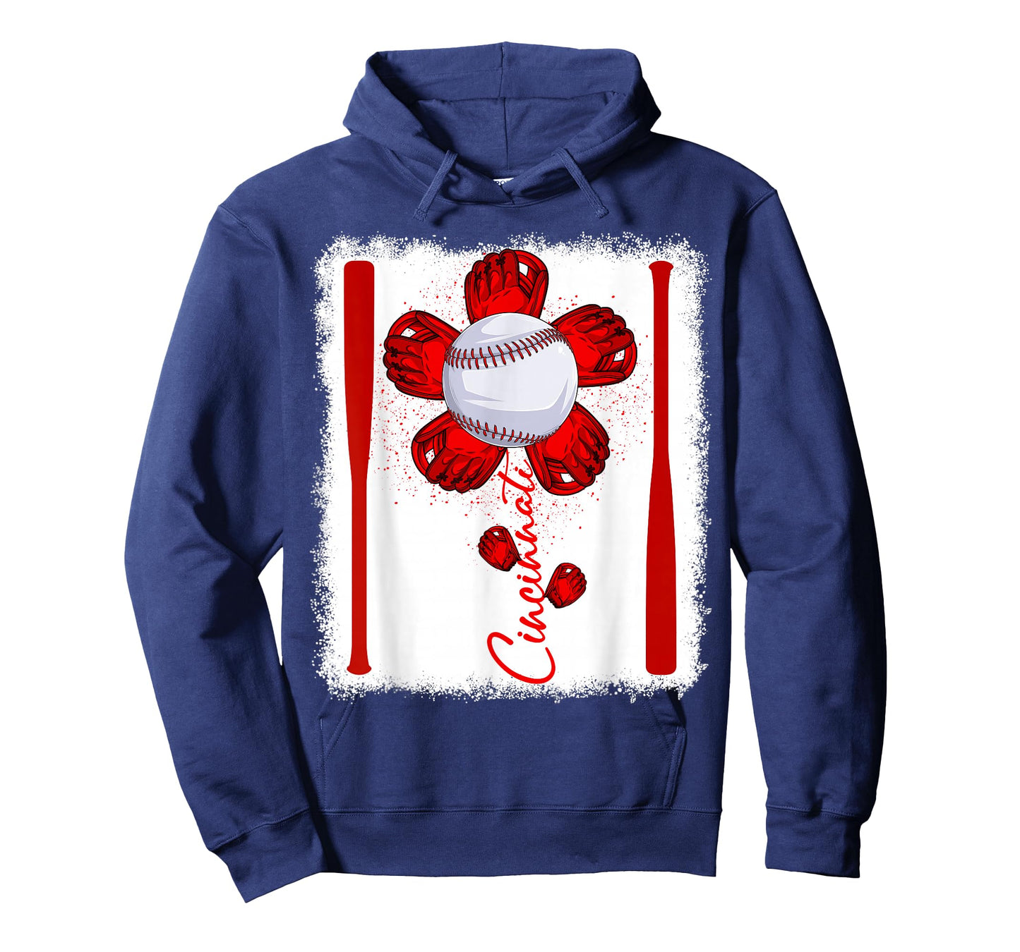 Cute Flower Cincinnati Retro Baseball Lover Game Day T-Shirt