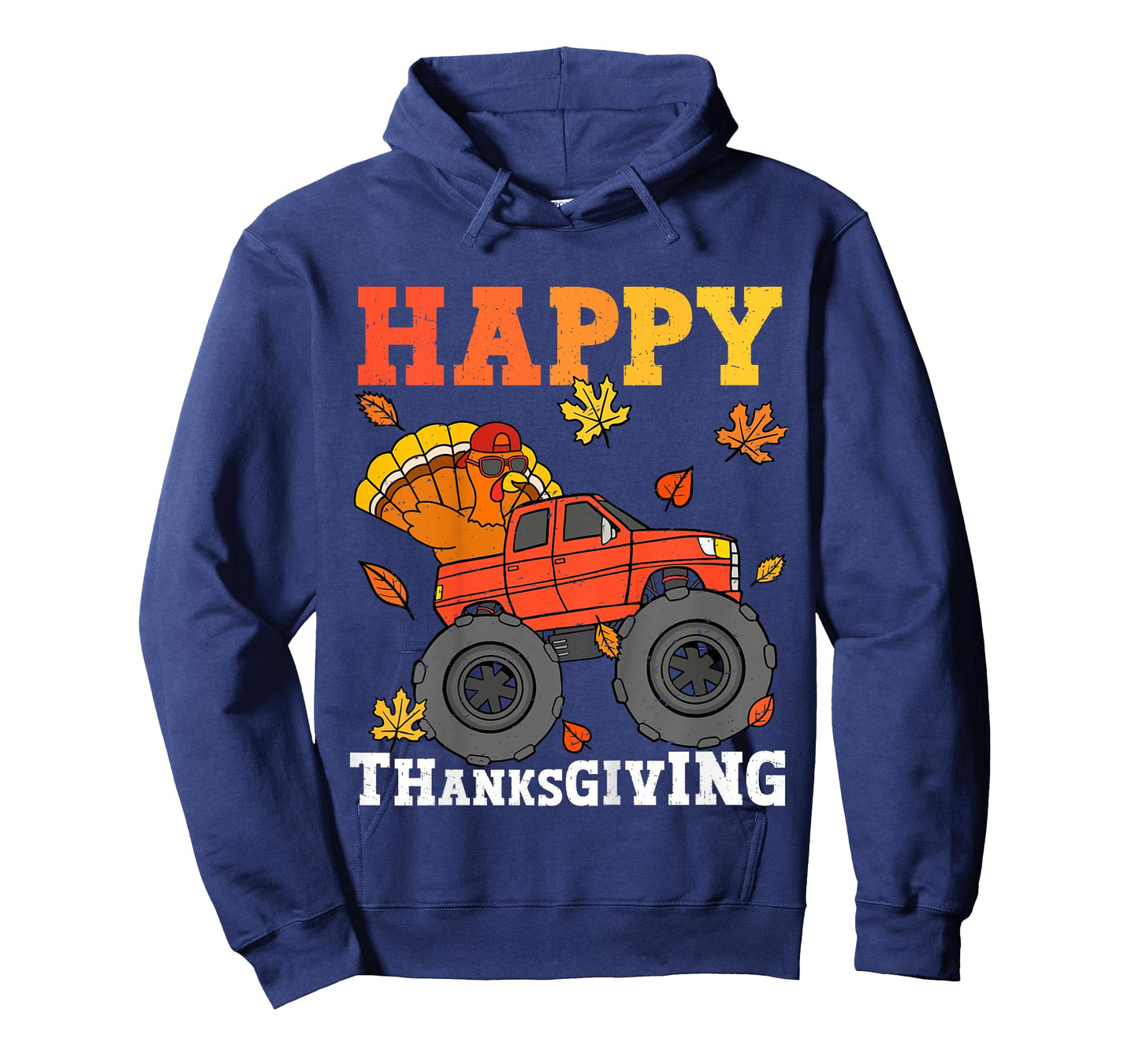 Kids Monster Truck Turkey Happy Thanksgiving Kids Toddler Boys T-Shirt