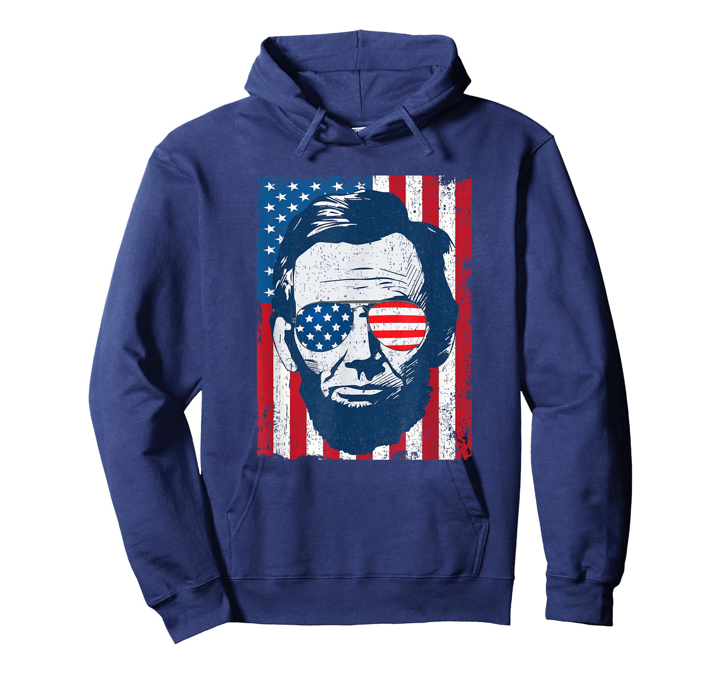 Abe Lincoln Beard Sunglasses & American Flag 4th of July T-Shirt