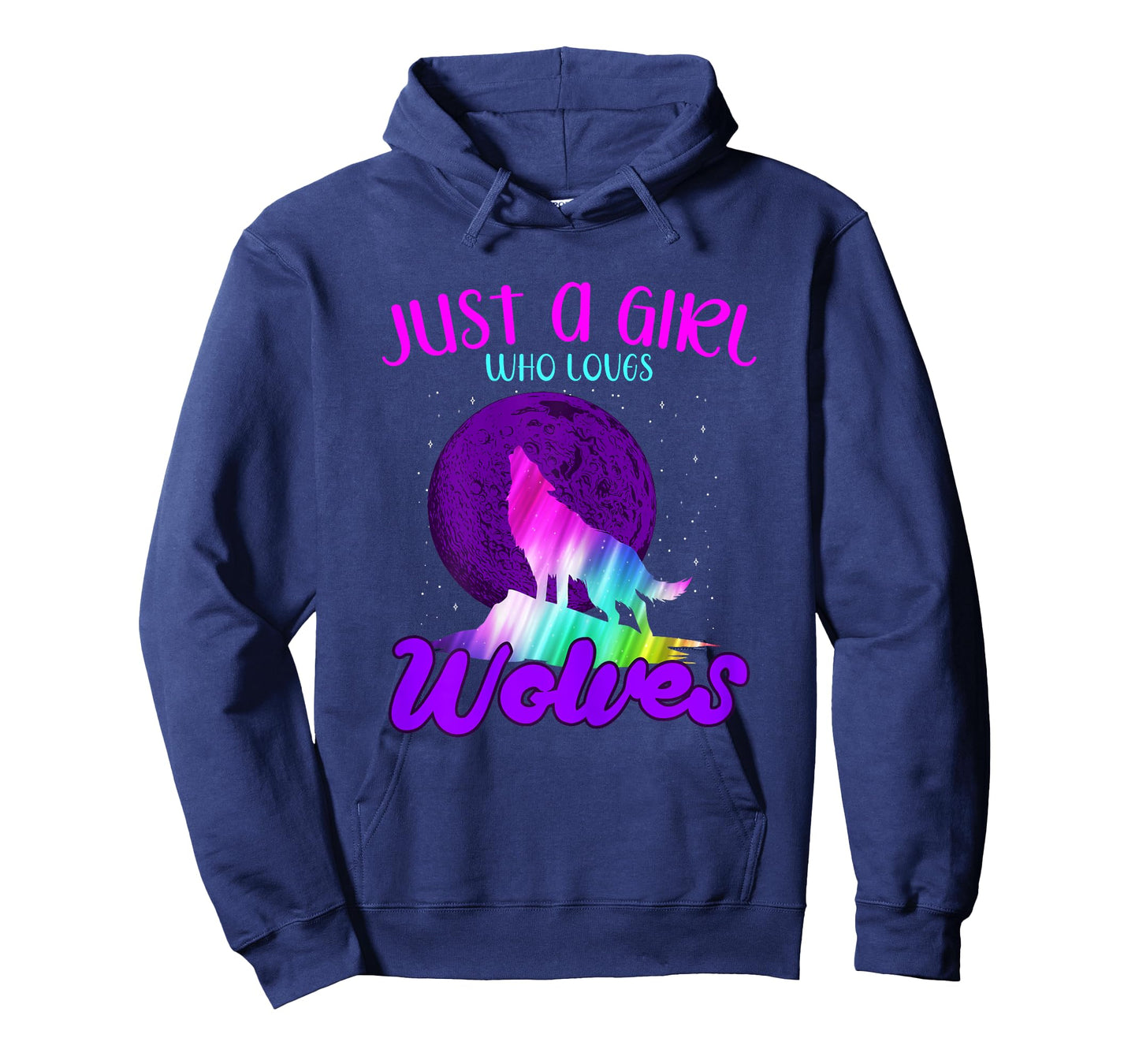 Just A Girl Who Loves Wolves Howling At Moon Colorful Wolf T-Shirt