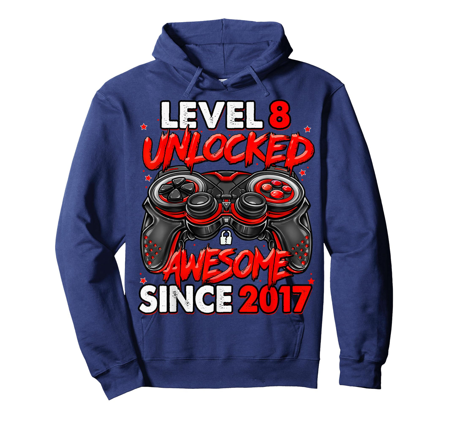 Level 8 Unlocked Awesome Since 2017 8th Birthday Gaming T-Shirt