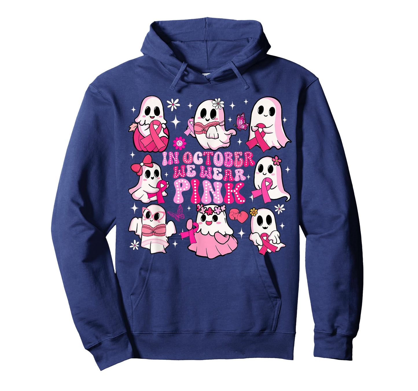 In October We Wear Pink Funny Ghost Breast Cancer Awareness T-Shirt