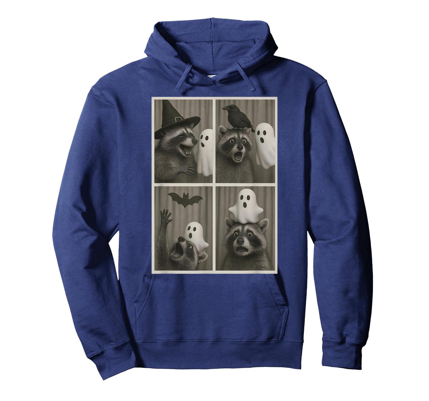 Funny Halloween Party Raccoon Photo Cabin Design T-Shirt