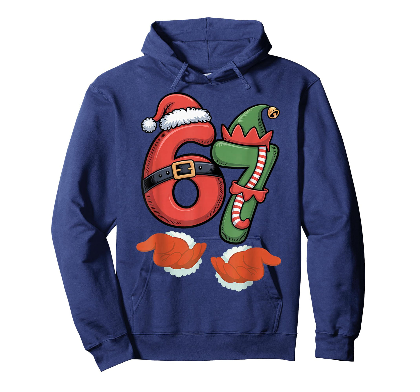 Viral 67 Christmas 67 Meme Santa Elf - SIX Seven Santa Hand T-Shirt