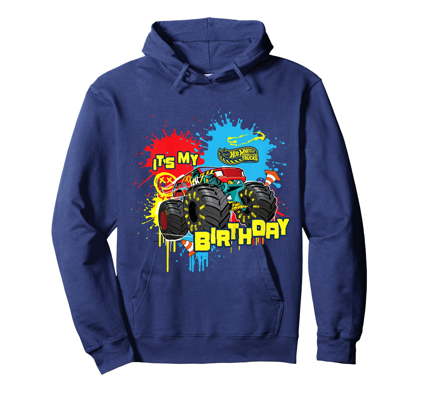 Kids Hot Wheels Monster Trucks - It's My Birthday Paint Splatter T-Shirt