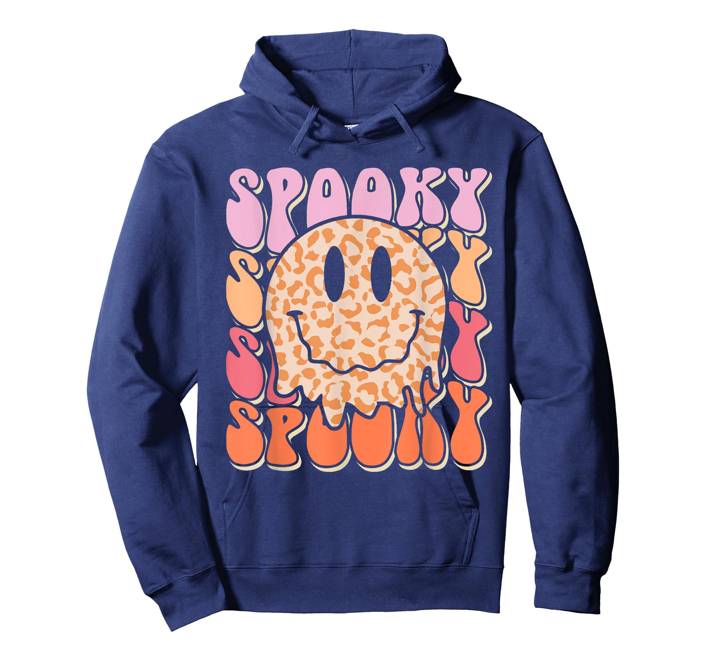 Groovy Halloween Spooky Leopard Smile Face Checkered T-Shirt