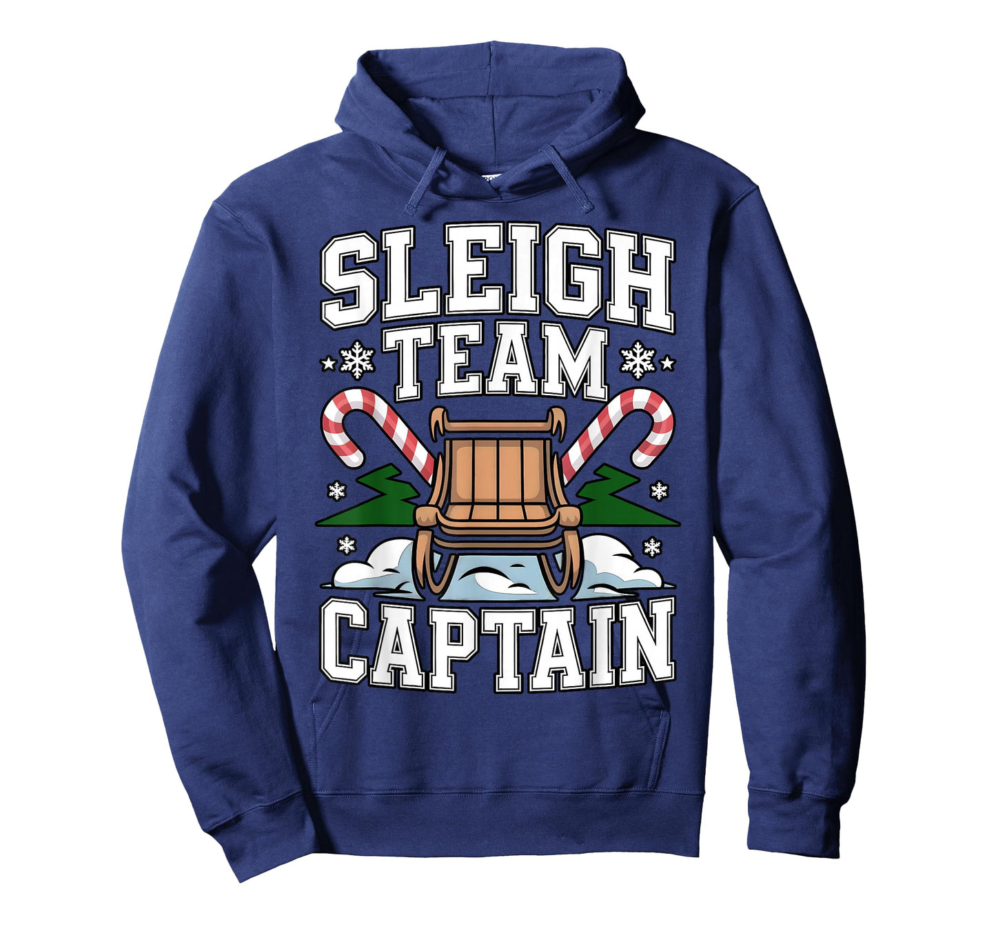 Sleigh Team Captain Christmas Candy Cane Crew Lights Funny T-Shirt