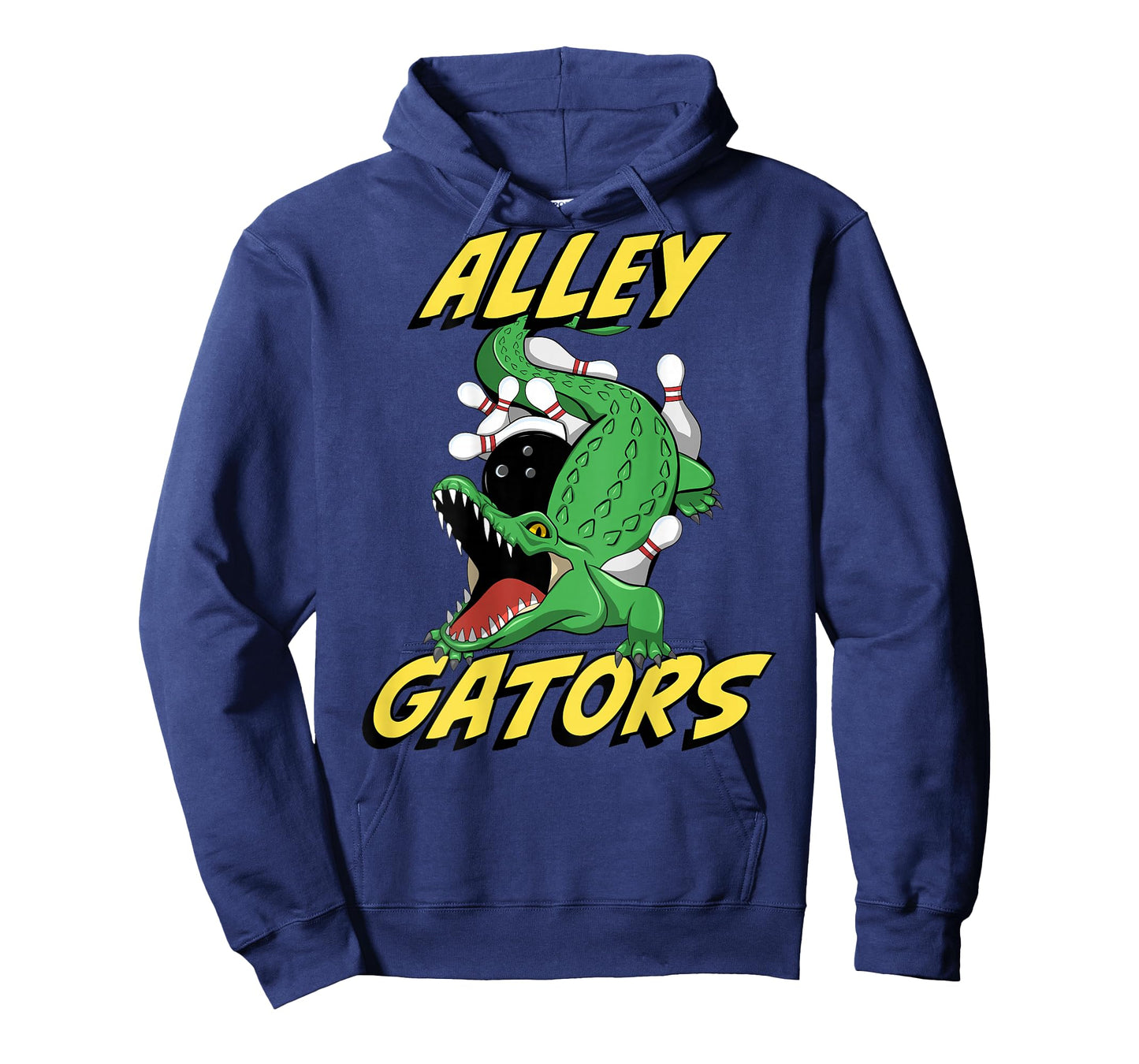 Alley Gators Bowling Team Backside Print Alligator Design T-Shirt