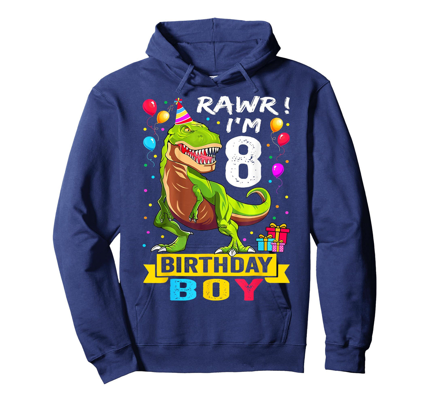 Kids 8 Year Old Shirt 8th Birthday Boy T Rex Dinosaur T-Shirt