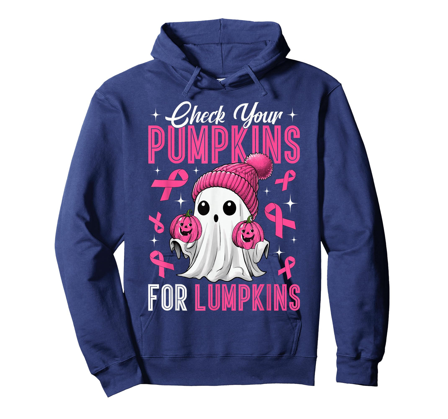 Check Your Pumpkins for Lumpkins Breast Cancer Ghost Women T-Shirt