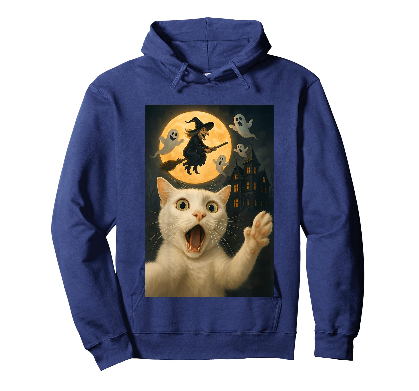 Halloween Cat Selfie Scary House Ghosts Funny Cat Halloween T-Shirt