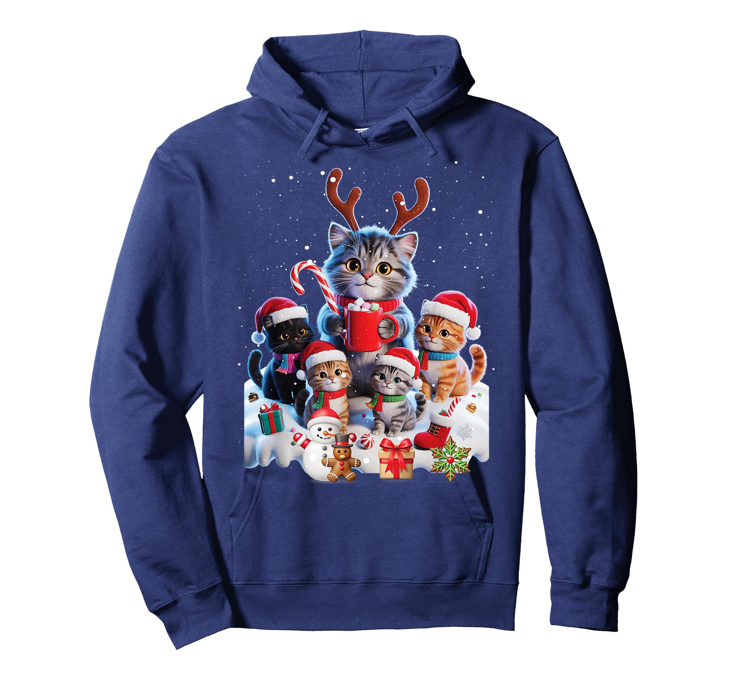Christmas Cats Family Reindeer Santa Hats Snow Candy Cane T-Shirt