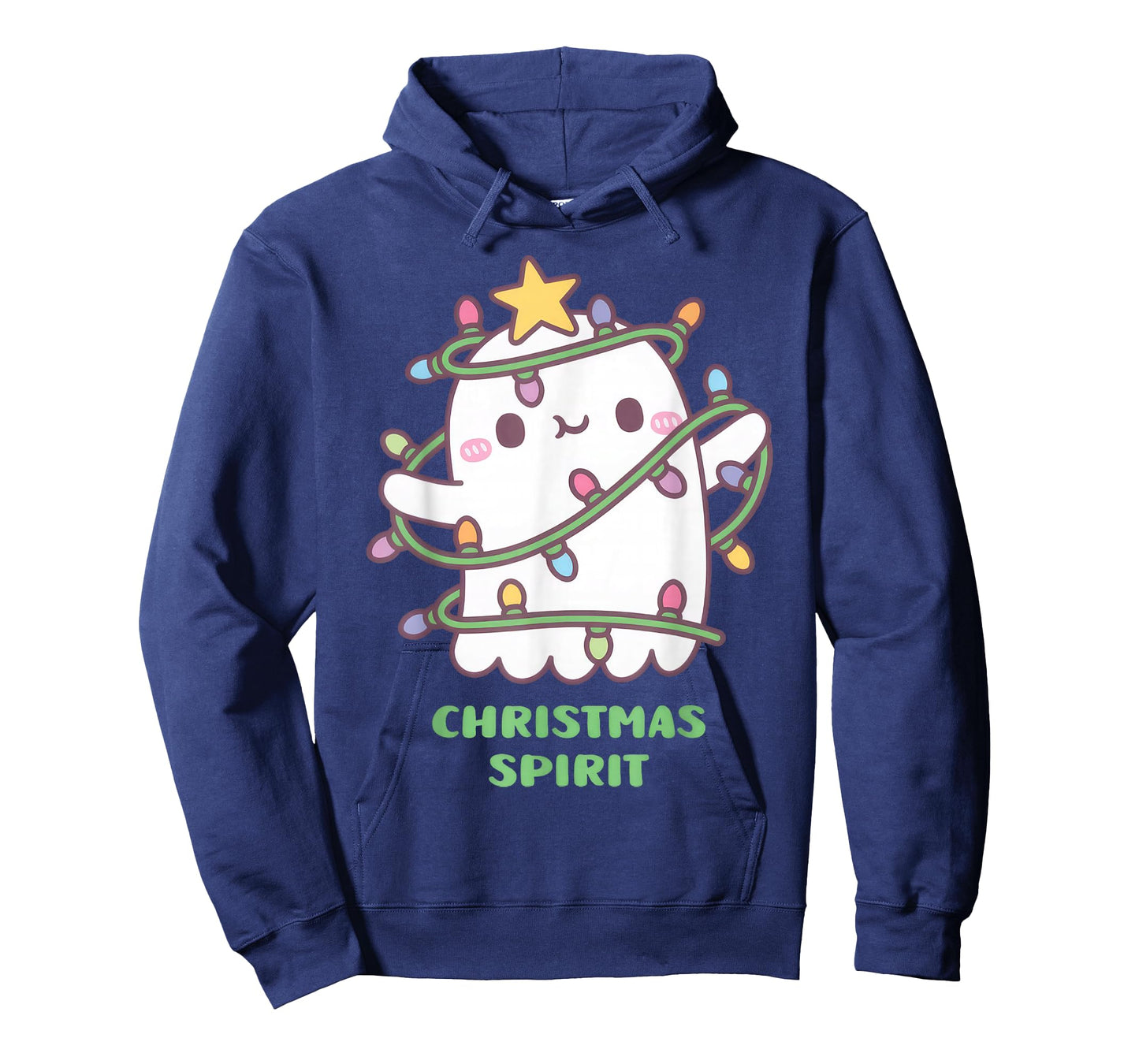 Funny Christmas Spirit, Cute Ghost With Christmas Lights Kid T-Shirt