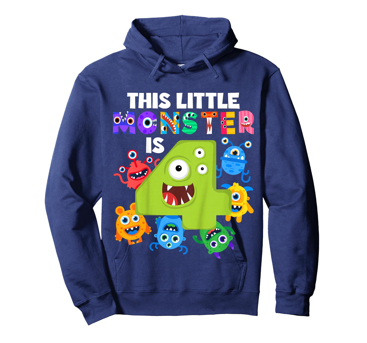 This Little Monster is 4 Four Years 4th Birthday Party Alein T-Shirt