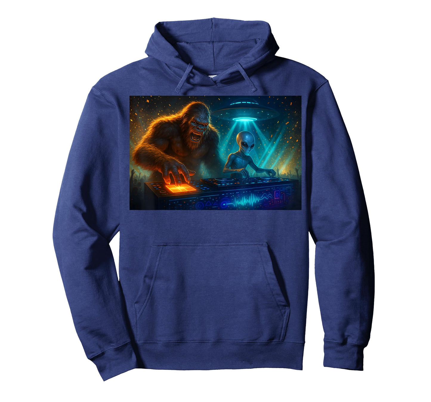 Funny Dj Alien Bigfoot Disco Sound Tech T-Shirt