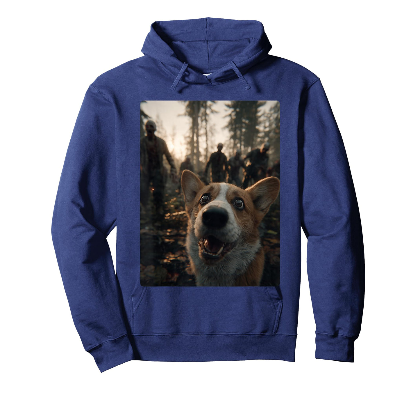 Funny Corgi Selfie with Zombies Spooky Forest Halloween Dog T-Shirt