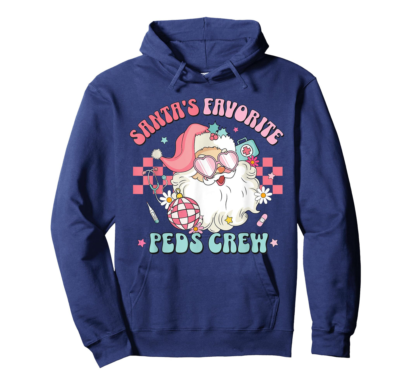 Retro Pink Christmas Santa's Favorite PEDS Nurse Pediatrics T-Shirt